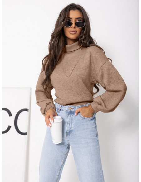 Dzianinowy sweter z golfem ZENARA - cappuccino