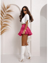 Satynowa spódnica mini bombka MIKAELA - fuksjowa