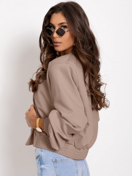 Krótka kurtka bomberka z poduszkami CHITTA - cappuccino mocca 2