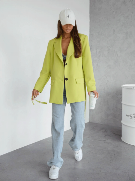 Marynarka oversize z wiązaniem AVIONA - limonka 2