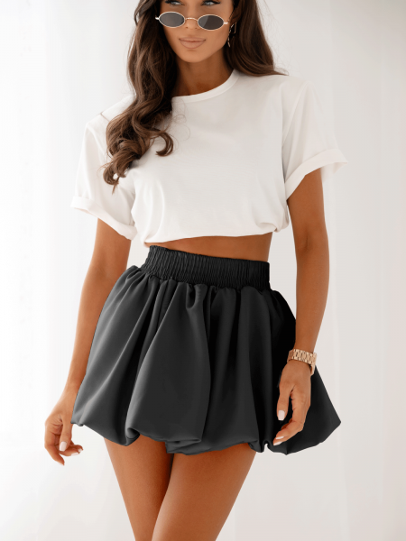 Spódnica mini bombka z szeroką gumą SALUD - czarna 2