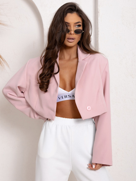 Elegancka krótka marynarka MANOA - pudrowy róż 2