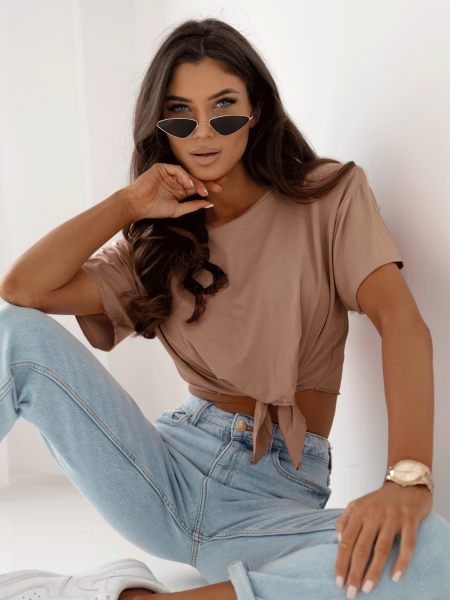 Wiązany top z wiskozy TOLA - capuccino mocca 2