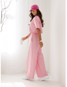 Bawełniany komplet z szerokimi spodniami NICOL - pudrowy róż