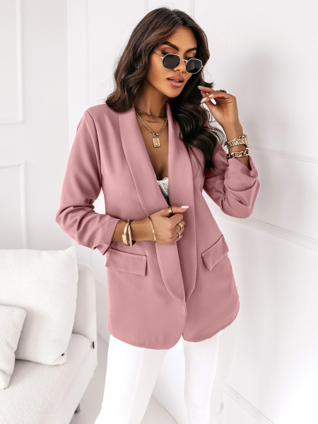 Klasyczna jednokolorowa marynarka IMAN - brudny róż 2