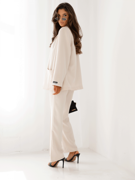 Stylowy garnitur marynarka i spodnie VARVARA - beżowy 2