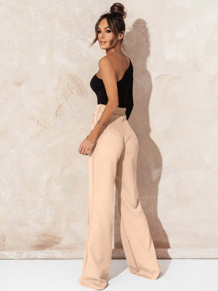 Eleganckie spodnie z szerokimi nogawkami ASALA- beżowe 2