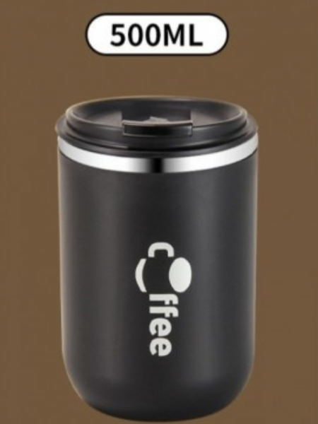 Kubek termiczny ze słomką 500 ml zamykany - czarny 2