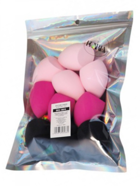 Zestaw 10 gąbeczek do makijażu FUSCHIA  - wzór 1