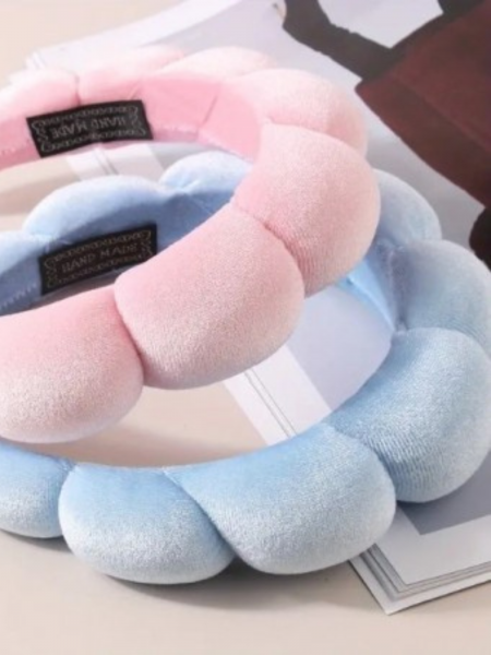 Zestaw opasek kosmetycznych na głowę i nadgarstki - niebieski 2