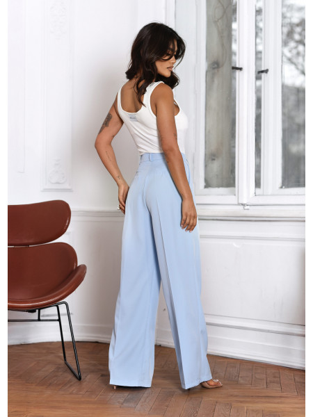 Eleganckie szerokie spodnie z kantem TEONA - błękit 2
