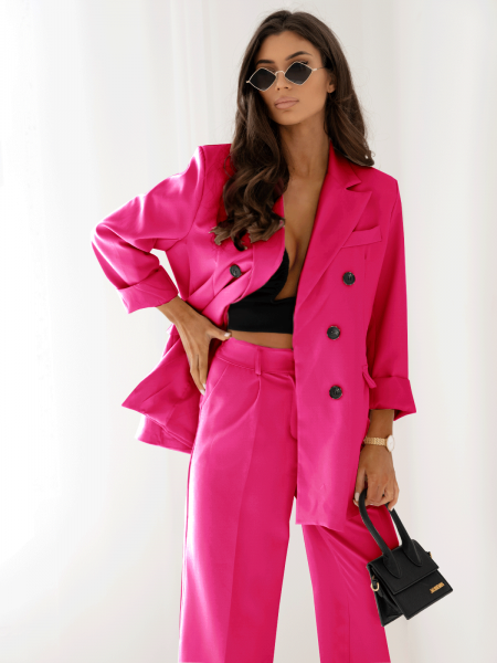 Stylowy garnitur marynarka i spodnie ULLA - fuksjowy