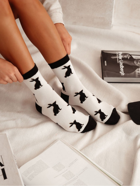 Skarpetki damskie KRÓLIKI - białe