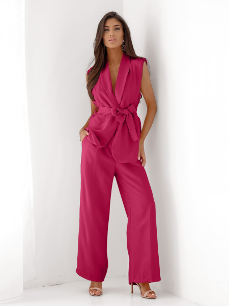 Stylowy komplet kamizelka i spodnie AISLEY - fuksja 2