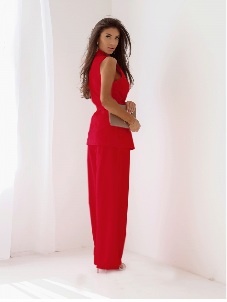 Stylowy komplet kamizelka i spodnie ARAS - czerwony 2