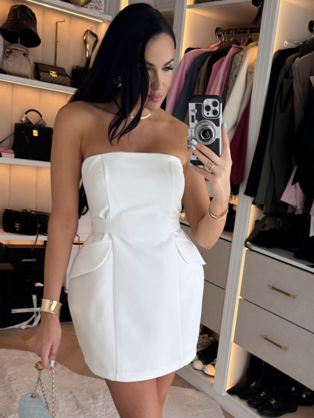 Stylowa sukienka bombka z wiskozy AFRA - biała 2