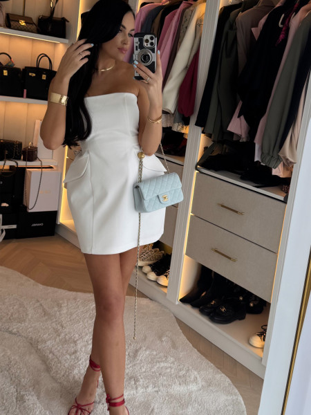 Stylowa sukienka bombka z wiskozy AFRA - biała