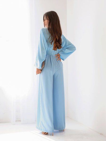 Kombinezon z szerokimi nogawkami LACEY - błękitny 2