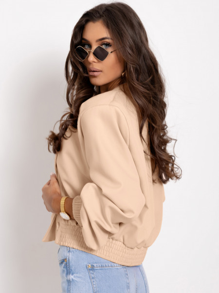 Krótka kurtka bomberka z poduszkami CHITTA - beżowa 2