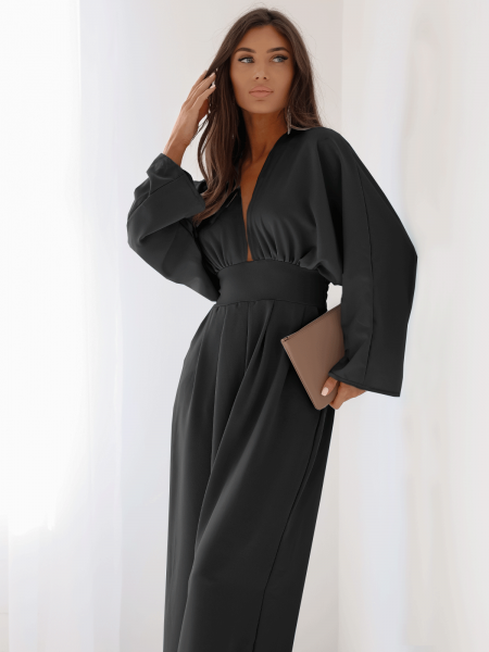 Kombinezon z szerokimi nogawkami LACEY - czarny