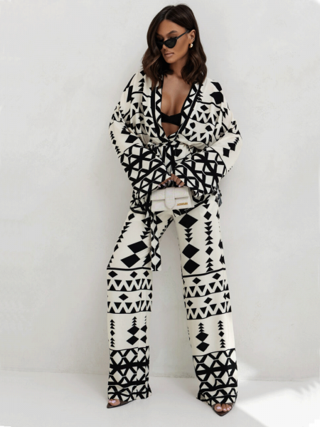 Stylowy komplet z wiskozy w print ALEXIS - wzór3 2