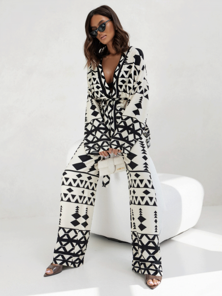 Stylowy komplet z wiskozy w print ALEXIS - wzór3