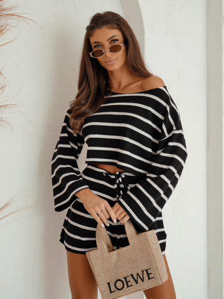 Komplet dzianinowy ze spodenkami FRANCES - czarny 2