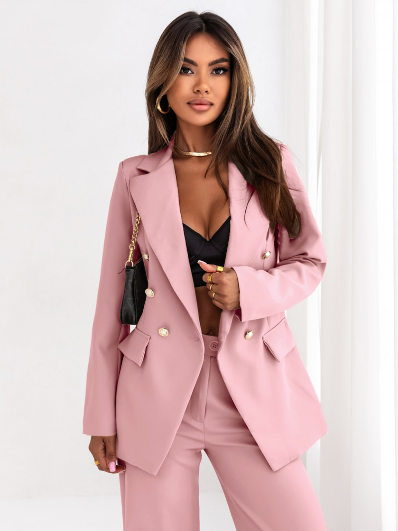 Modny garnitur marynarka i spodnie VIVIAN - brudny róż