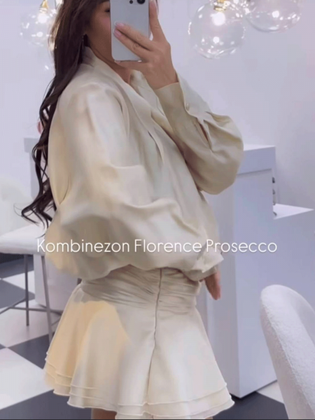 Rozkloszowany kombinezon z  tencelu FLORENCE - beżowy 2