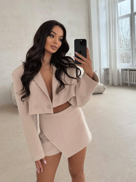 Stylowe spódnico-spodenki HOPE - beżowe 2