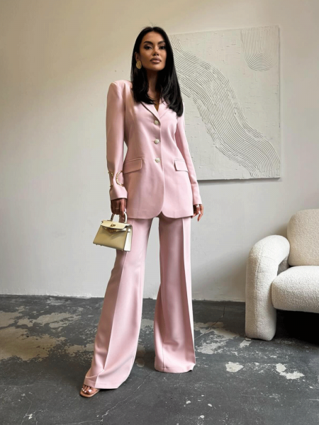 Garnitur z szerokimi spodniami JAMIE - brudny róż
