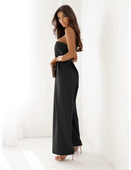 Kombinezon z szerokimi nogawkami LUIZA - czarny