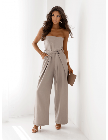 Kombinezon z szerokimi nogawkami LUIZA - szary melange