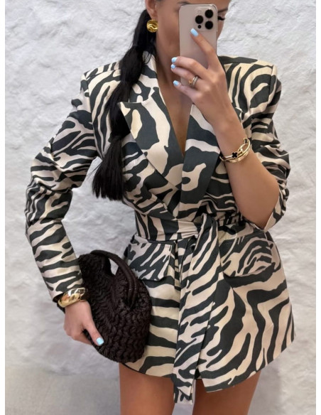 Długa marynarka oversize print ALIGIA - wzór 1