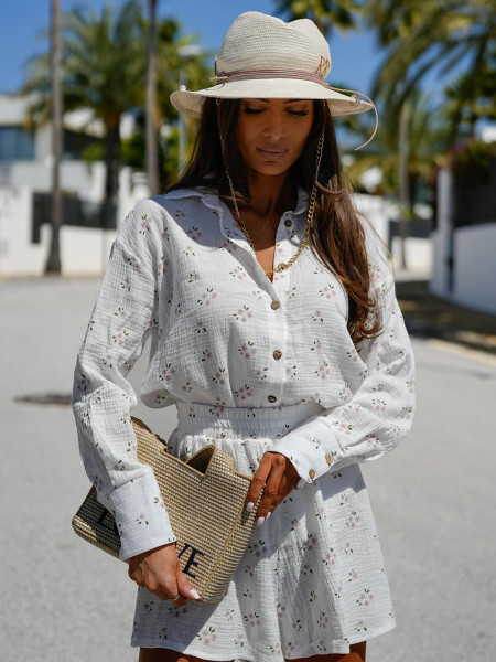 Muślinowy komplet koszula i spodenki LURIA - wzór 1