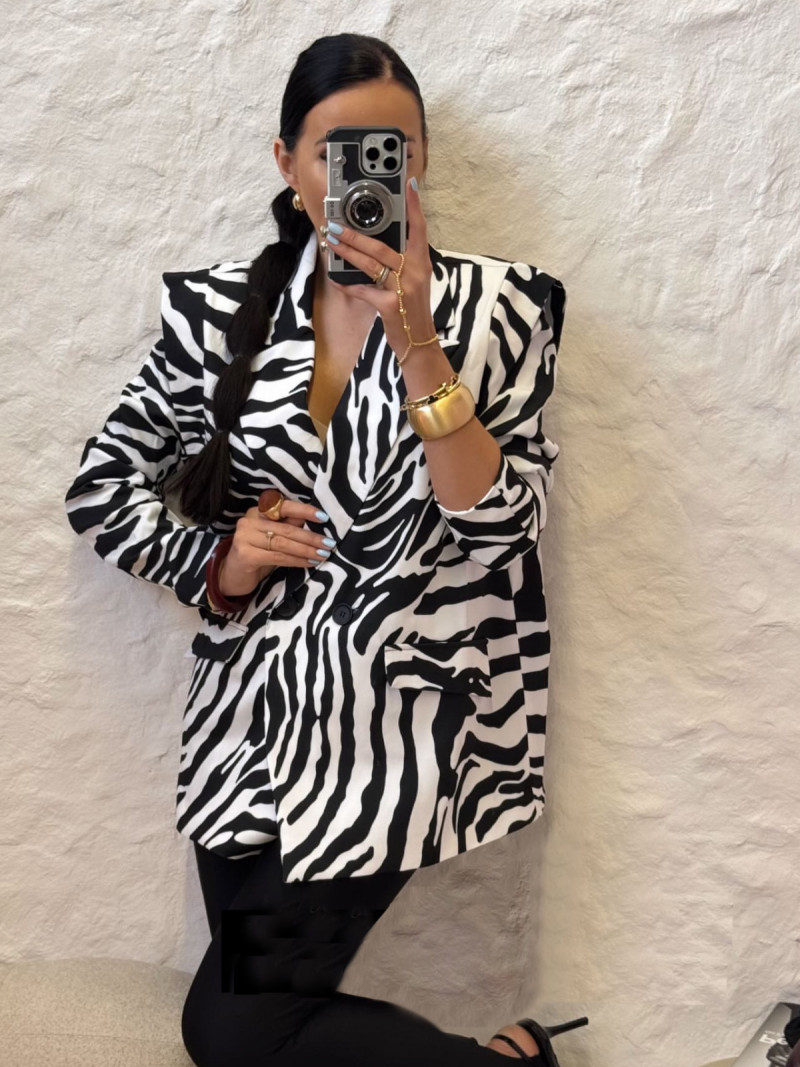 Długa marynarka oversize print TAVINA - zebra