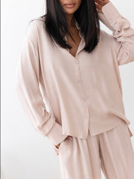 Komplet z wiskozy koszula i spodnie VISSA - brudny róż 2