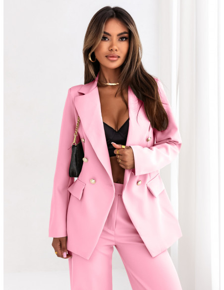 Modny garnitur marynarka i spodnie VIVIAN - pudrowy róż