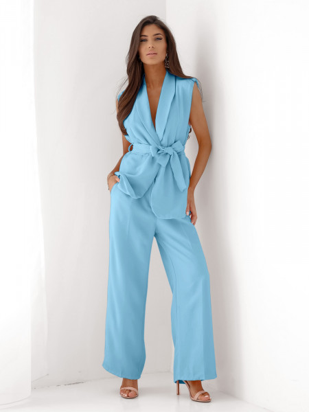 Stylowy komplet kamizelka i spodnie AISLEY - błękitny 2