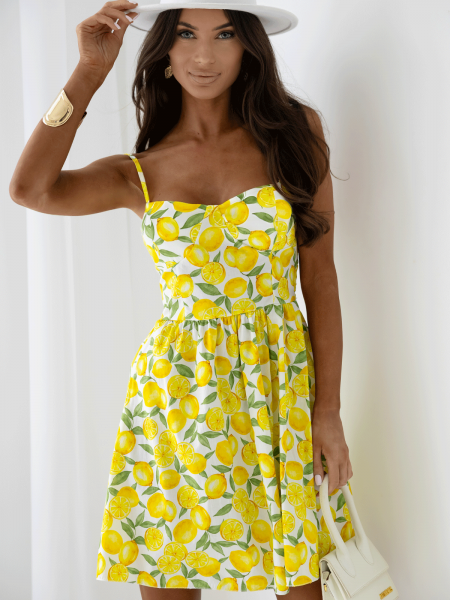 Bawełniana sukienka na ramiączkach w print KIREYA - wzór2