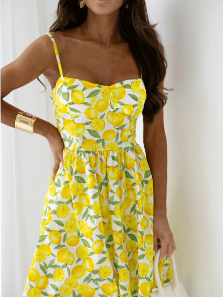 Bawełniana sukienka na ramiączkach w print KIREYA - wzór2 2