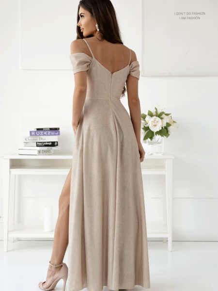 Maxi sukienka z przekładanym dekoltem QUINARA - złota 2