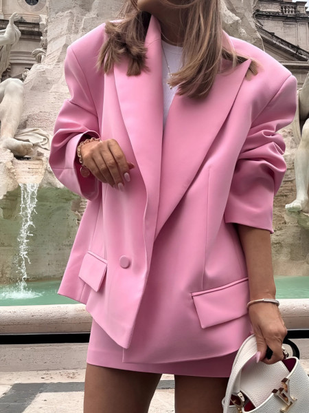 Oversizowa marynarka z guzikami DAVENNA - różowa 2