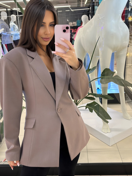 Taliowana marynarka z wiskozy SINTIA - cappuccino