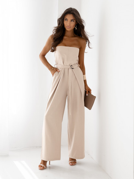 Kombinezon z szerokimi nogawkami LUIZA - beżowy 2