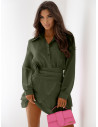 Rozkloszowana sukienka mini z lyocellu CLOE - khaki