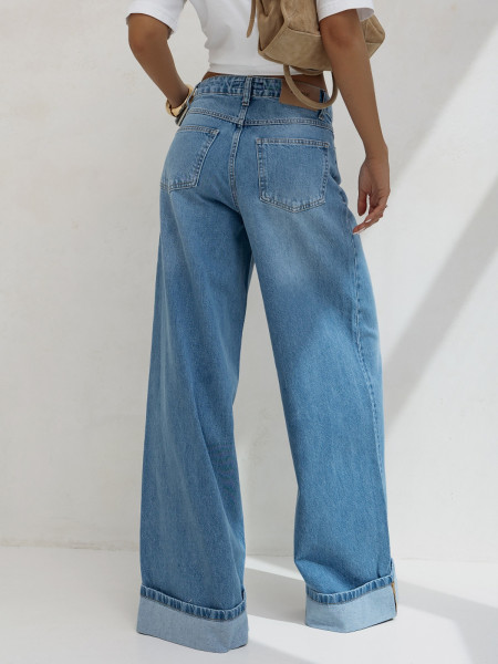 Szerokie spodnie jeans DYLAN - niebieskie 2