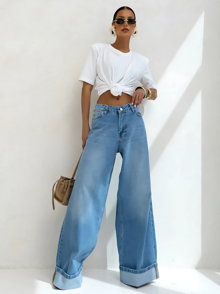 Bawełniana bluzka t-shirt z supłem NOLAN - biała 2