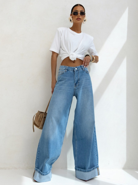 Szerokie spodnie jeans DYLAN - niebieskie