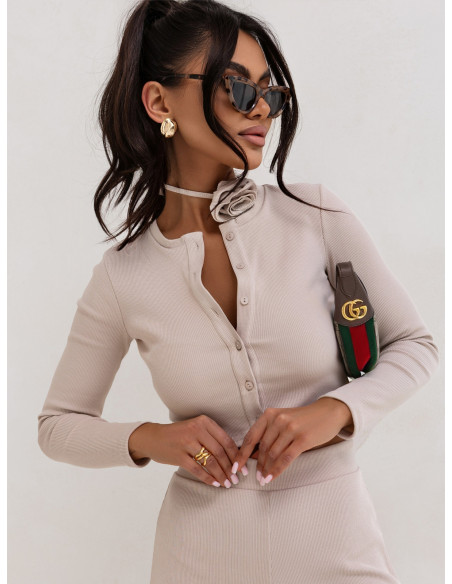 Bawełniany komplet bluzka i spodenki COLTON - beżowy